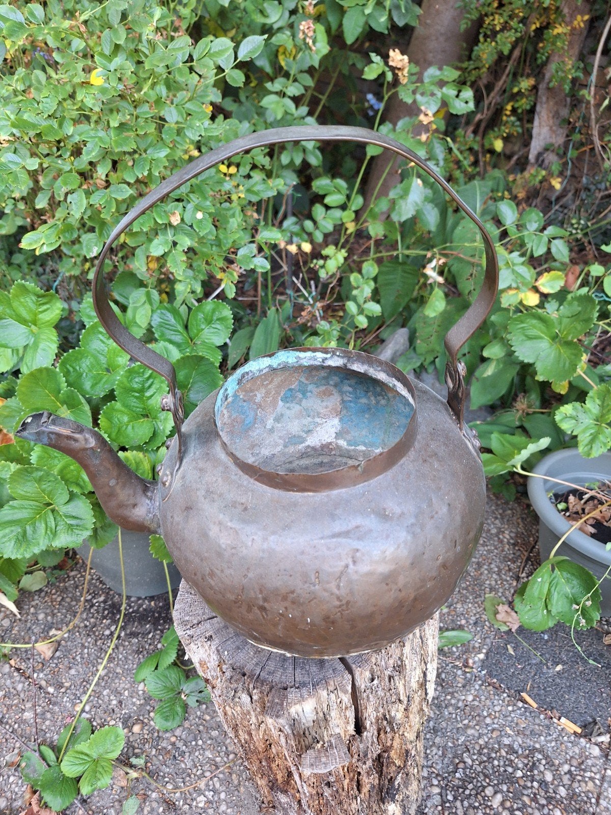 Antieke handgesmede koperen appelketel / ketel - Geklonken, Antiek en Kunst, Ophalen of Verzenden, Koper