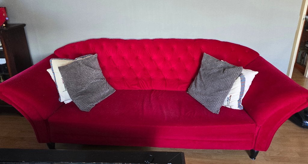 rode bankstel (Bieden), Ophalen, Gebruikt, Driepersoons, 75 tot 100 cm