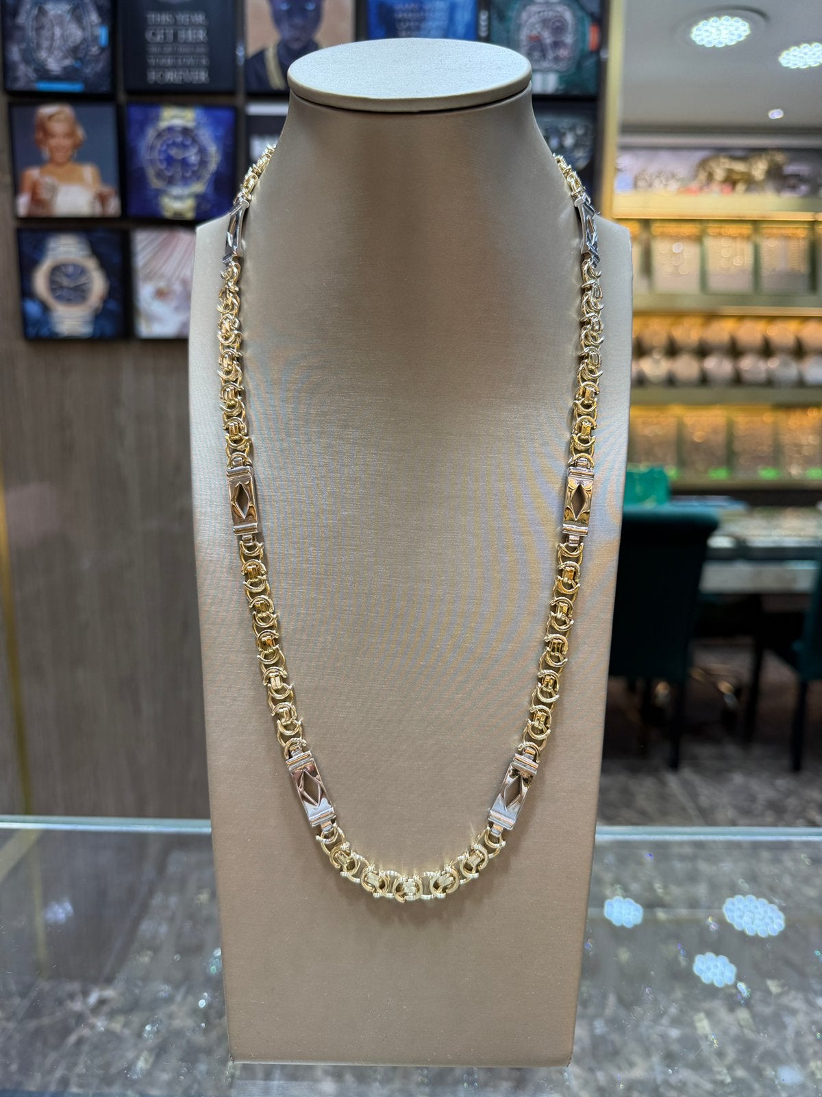 14KT Goud -90.1 Gram - Ketting -PLATTE KONING - Herenketting