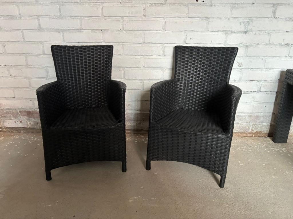 2  kinder Wicker tuinstoelen - Zwart, Ophalen, Zo goed als nieuw, Wicker