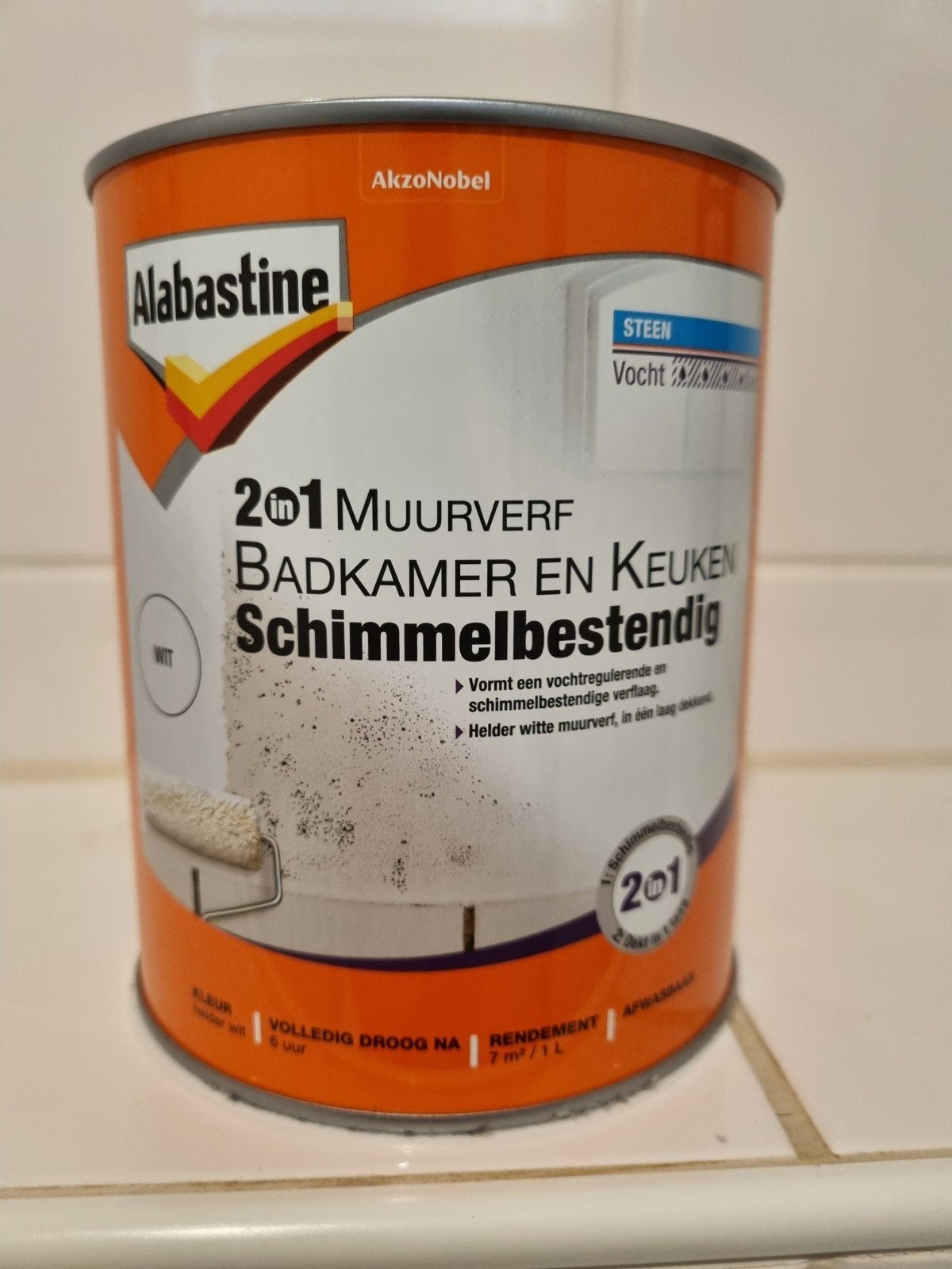 Alabastine 2in1 Muurverf Badkamer en Keuken, Wit, Nieuw, Ophalen of Verzenden, Verf