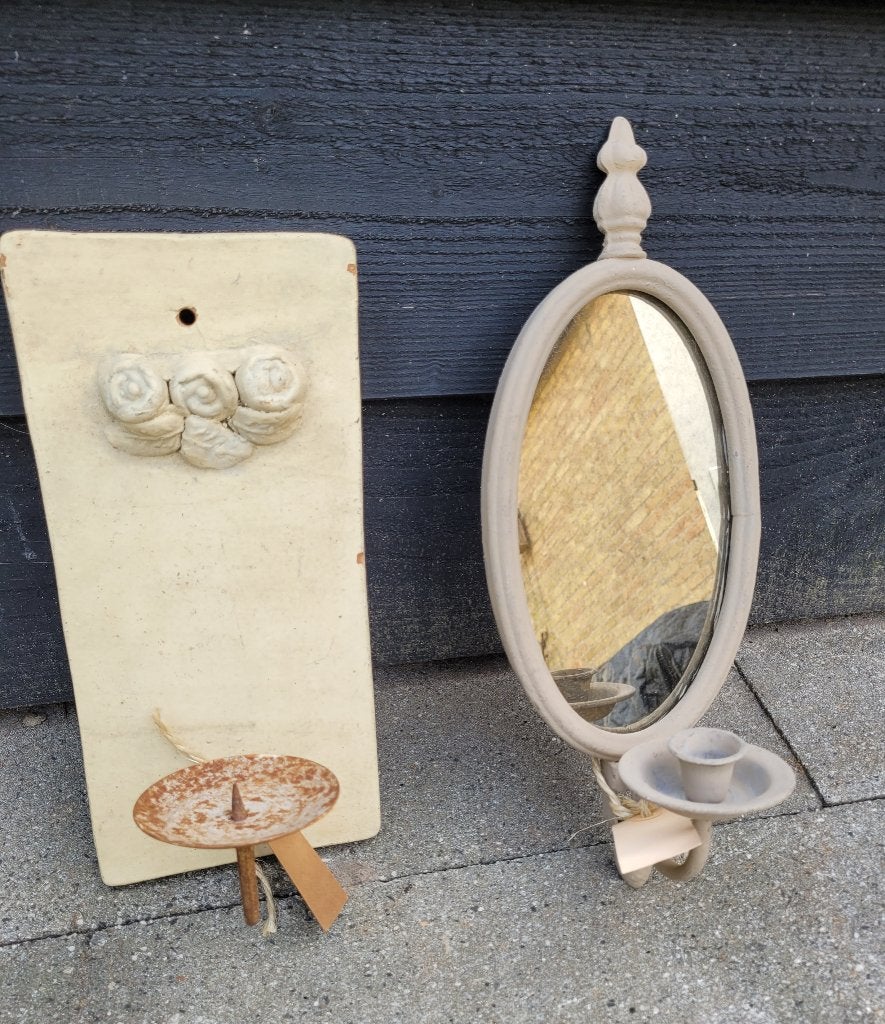 2 brocante wandkandelaars voor buiten of binnen, Antiek en Kunst, Ophalen of Verzenden