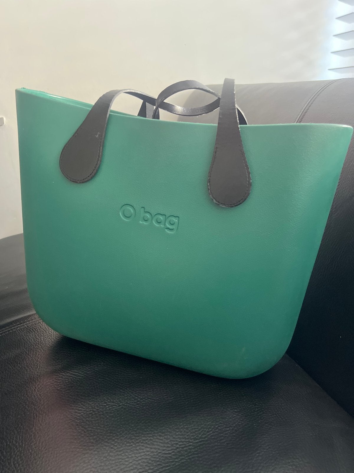 O Bag shopper tas groen met zwart hengsel en binnentas, Sieraden, Tassen en Uiterlijk, Ophalen of Verzenden, Gebruikt, Groen, Shopper