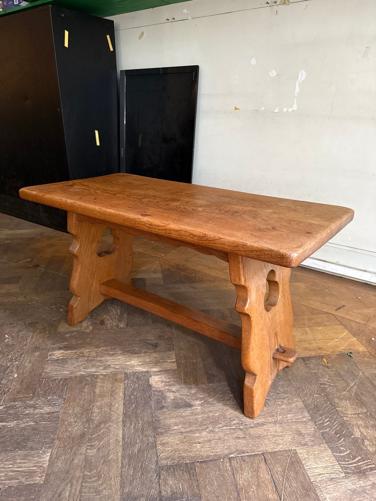 Rustieke eikenhouten bank/bijzettafel, Antiek en Kunst, Ophalen