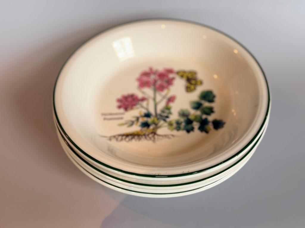 4 diepe borden met botanische print Florabunda EnochWedgwood, Antiek en Kunst, Ophalen of Verzenden