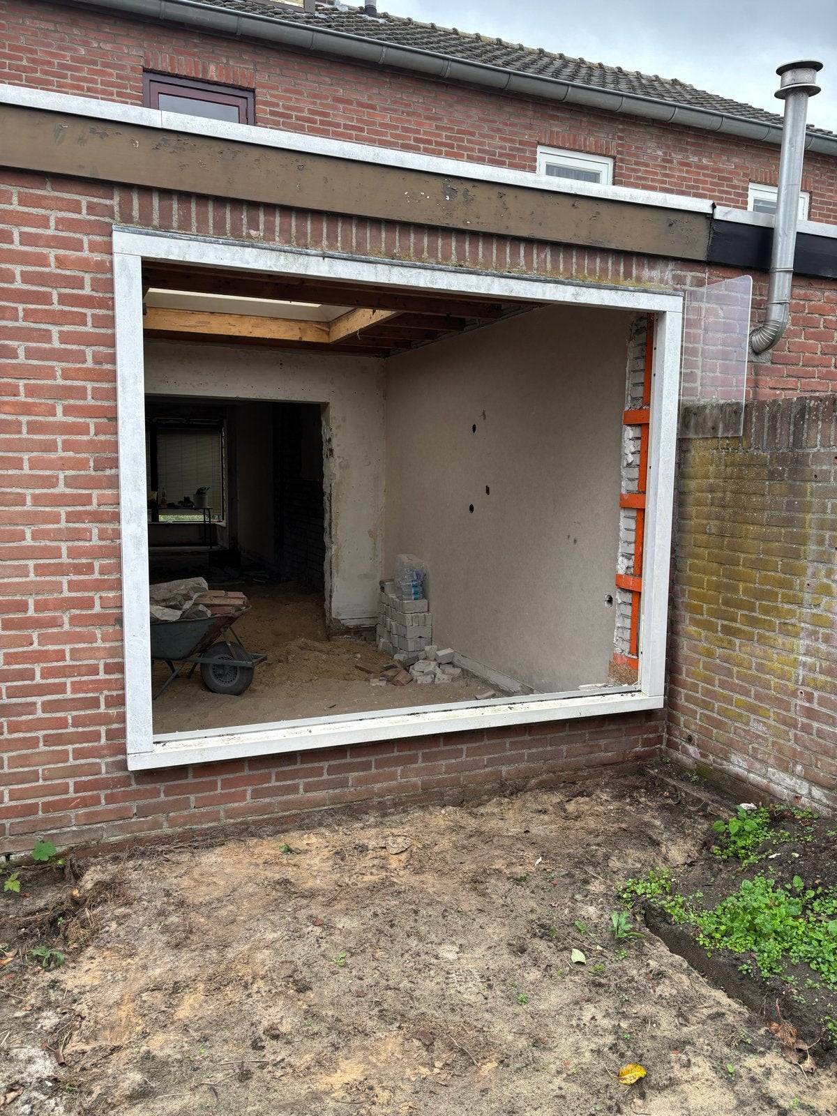 Groot gevelraam met dubbelglas - Ideaal voor aanbouw, Doe-het-zelf en Verbouw, Gevelraam of Ruit, Gebruikt, Dubbelglas, 160 cm of meer