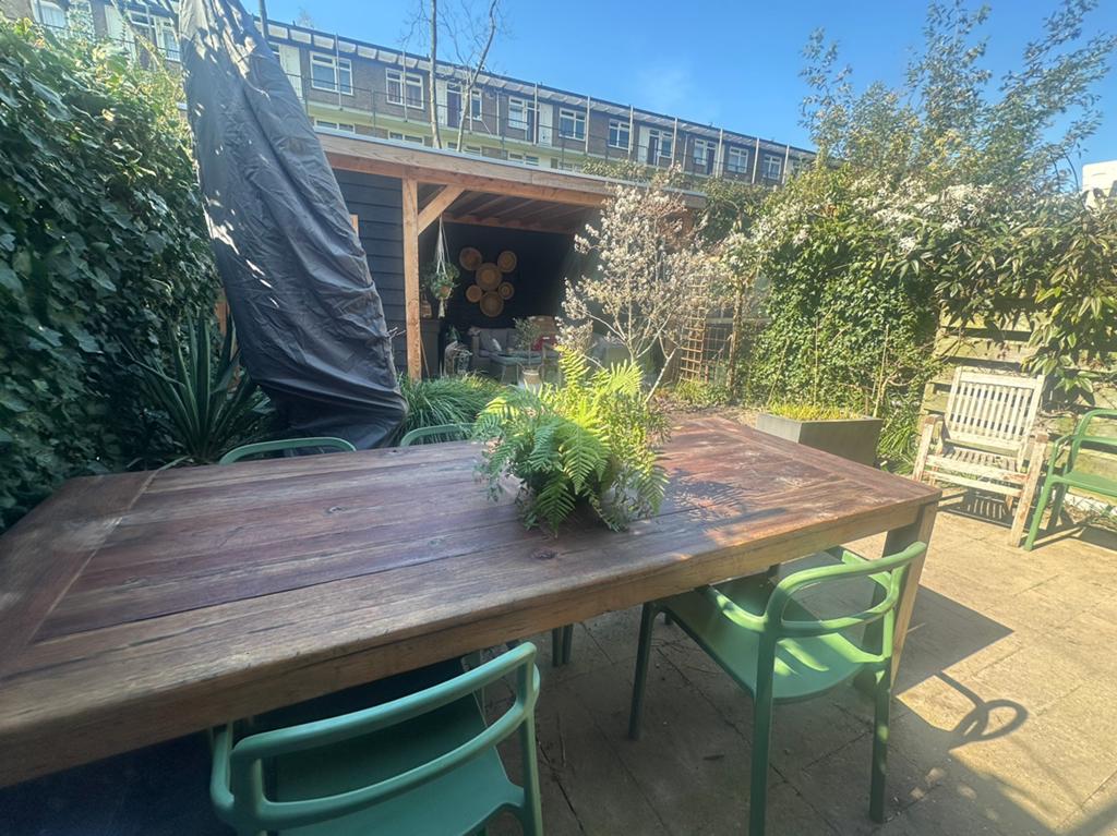 Grote stevige hardhouten eettafel van Posthuys, Tuin en Terras, Tuintafels, Ophalen, Zo goed als nieuw, Rechthoekig, Hout