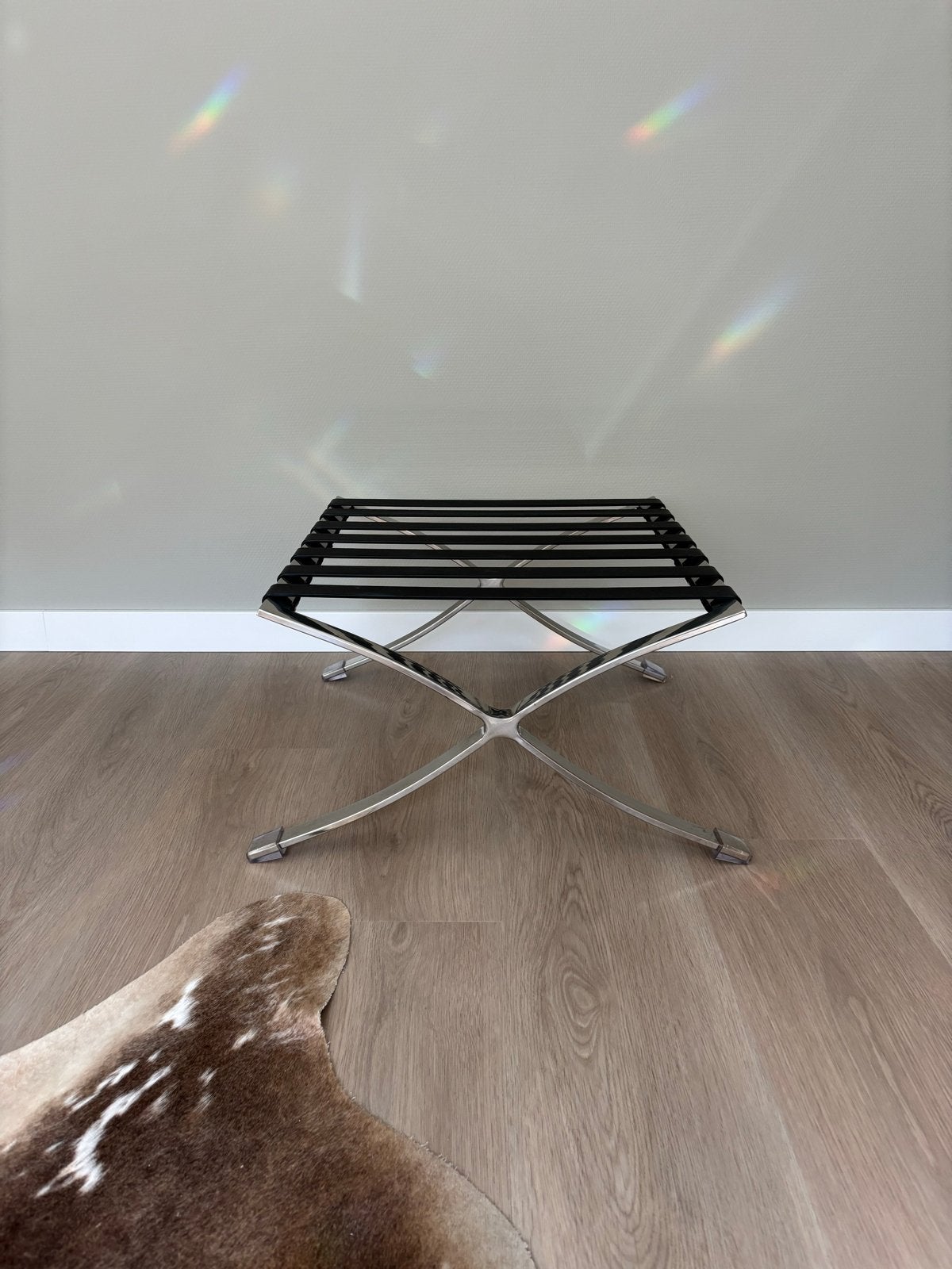 Barcelona chair stijl footstool  amsterdam, Design, Ophalen of Verzenden, Zo goed als nieuw, Metaal