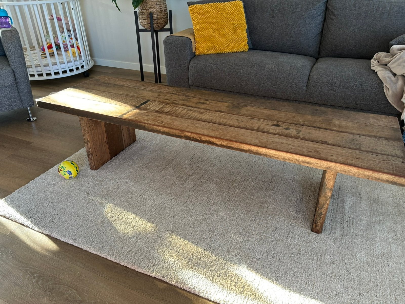 Grote gave salontafel van scheepshout, Huis en Inrichting, Tafels | Salontafels, Ophalen, Zo goed als nieuw, Rechthoekig, 50 tot 100 cm