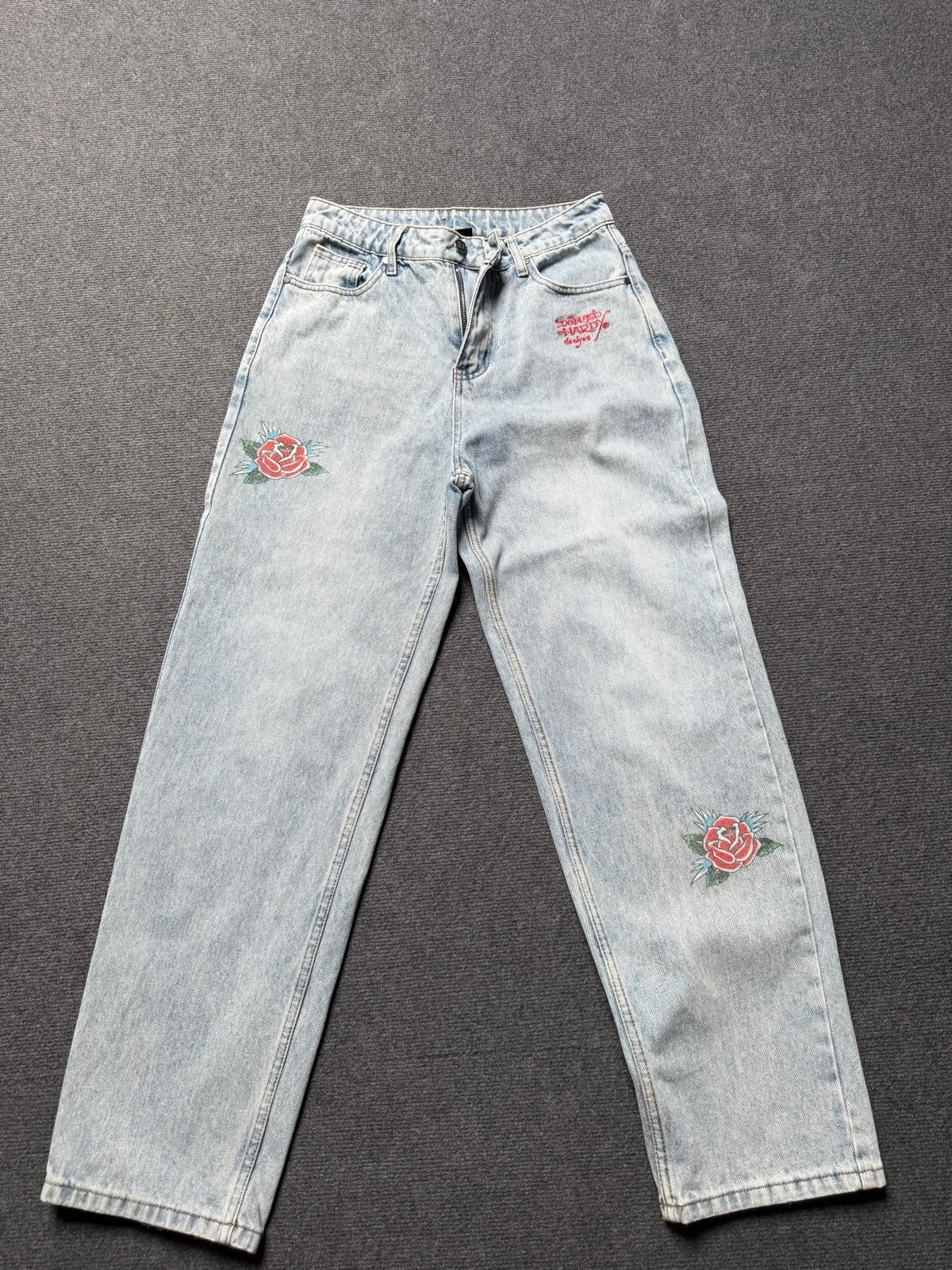 Ed Hardy Jeans met Rozen en Skull - Maat W28, Ophalen of Verzenden, Zo goed als nieuw, Blauw, W28 - W29 (confectie 36)