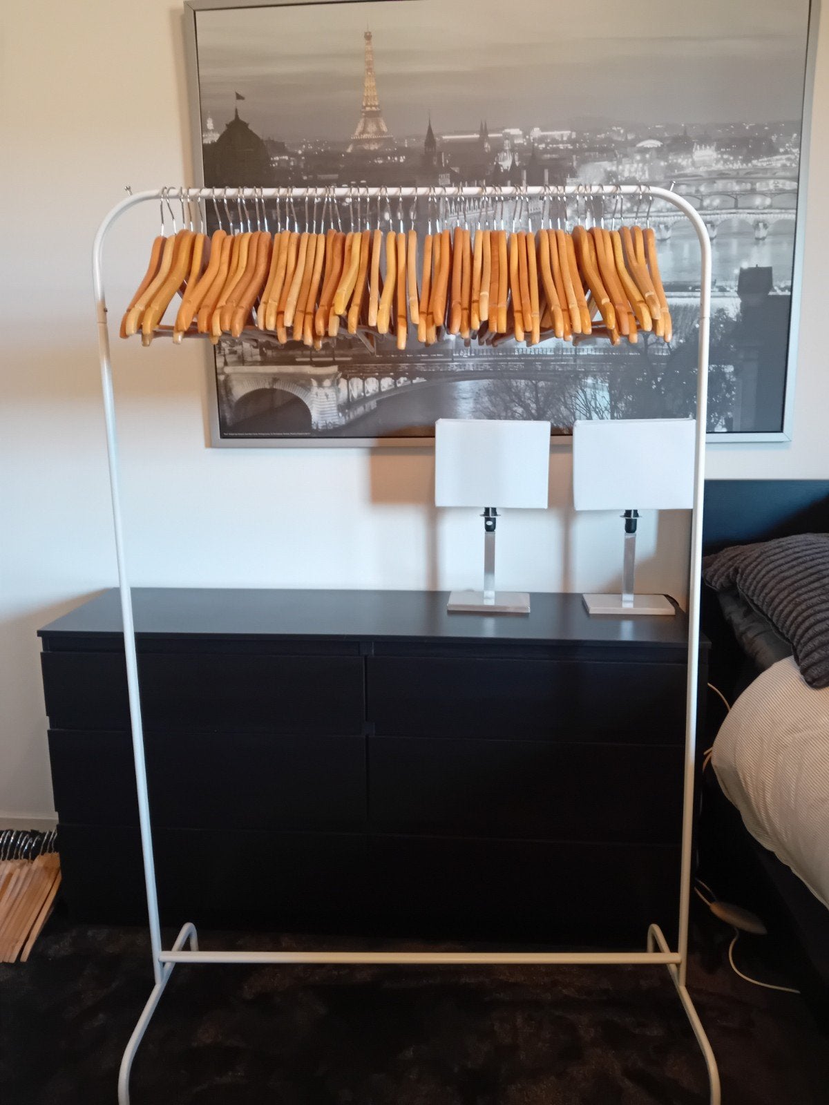 Houten kledinghangers 50 st. incl eventueel ikea kledingrek, Ophalen, Gebruikt, Metaal, Volwassenen