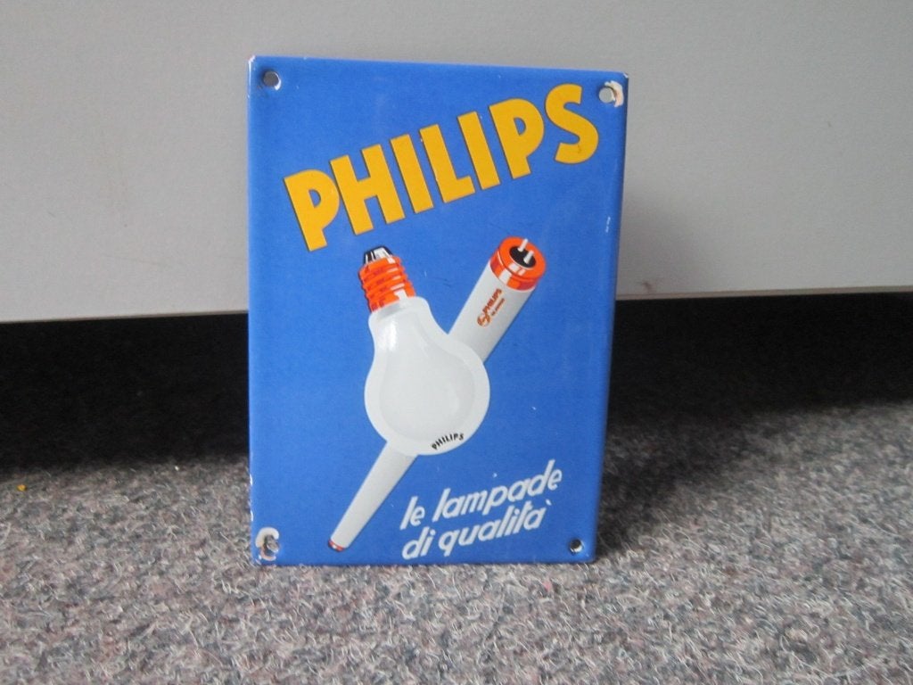PHILIPS EMAILLE RECLAMEBORD, Verzamelen, Ophalen, Gebruikt, Reclamebord