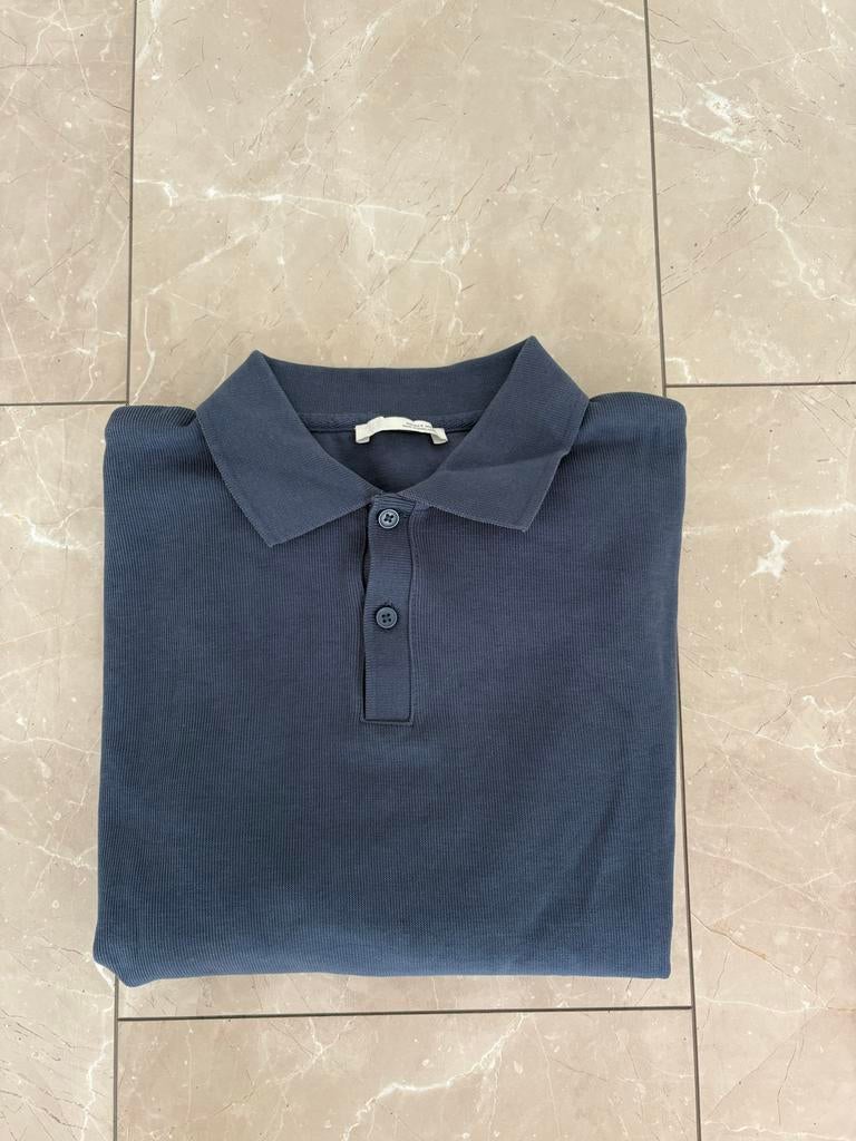 Zara Polo Shirt Ribstof Maat S Donkerblauw, Ophalen of Verzenden, Zo goed als nieuw, Maat 46 (S) of kleiner, Blauw