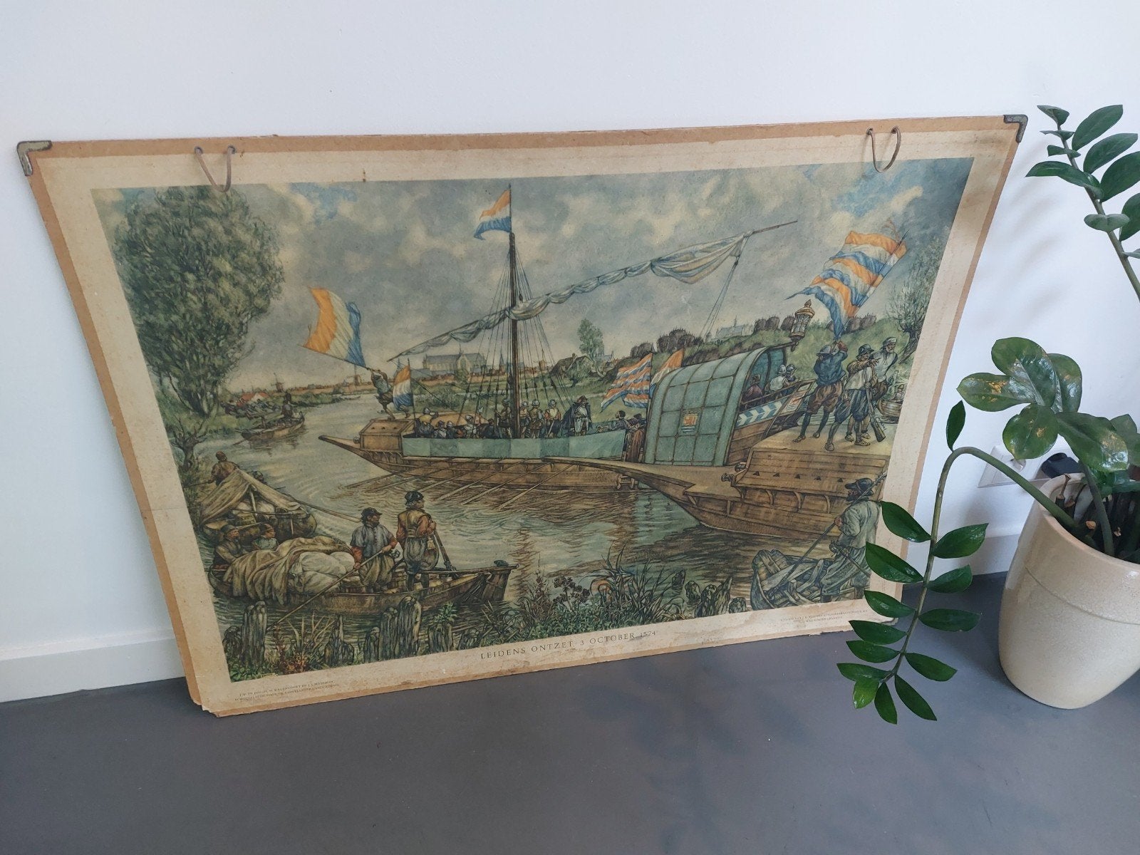 Mooie grote schoolplaat: Leidens Ontzet 3 october 1574, Ophalen, Geschiedenis