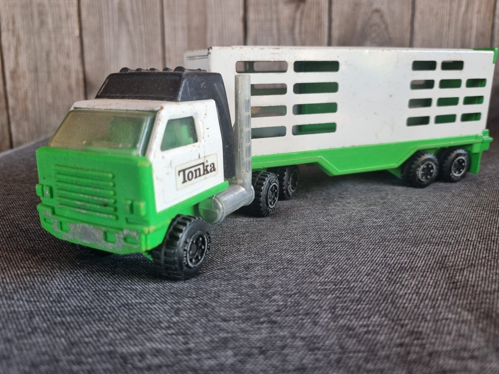 Vintage Tonka Vrachtwagen met Vee Trailer, Verzamelen, Ophalen of Verzenden, Gebruikt