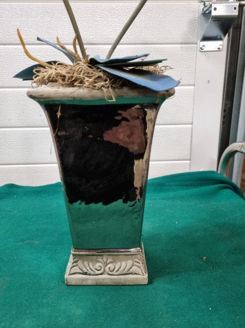 -	Kunst orchidee in pot zilver, Ophalen of Verzenden, 'T Olde Gre-j, Info@toldegrej.nl, Endepoelstraat 20f Didam