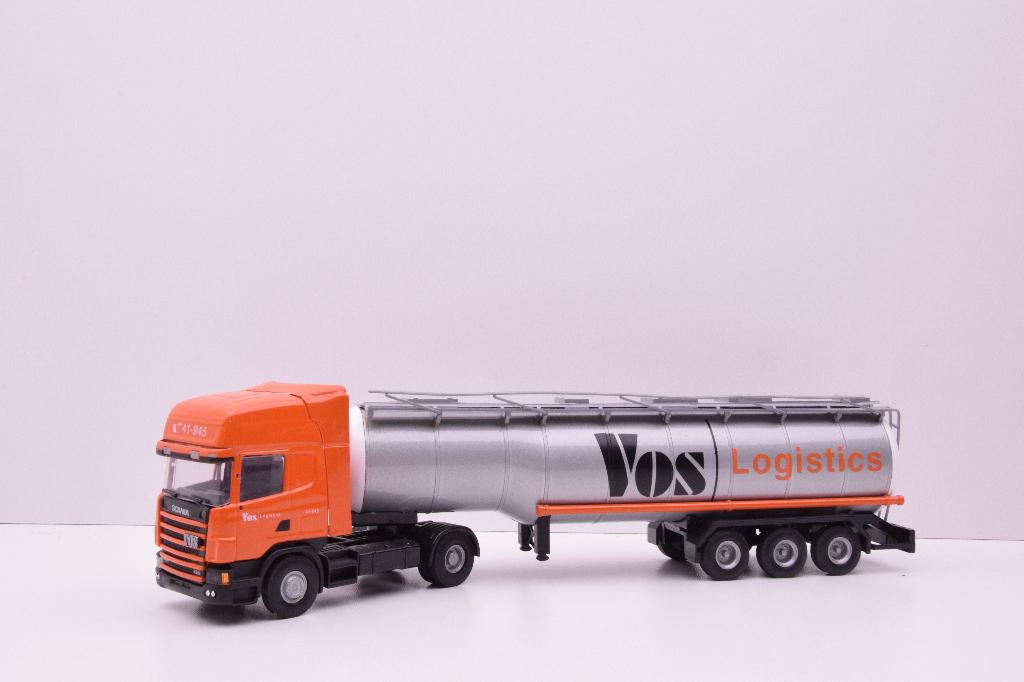 Scania 124  '' Vos Transport Oss  ''  Lion car, Hobby en Vrije tijd, Modelauto's | 1:50, Ophalen of Verzenden, Zo goed als nieuw