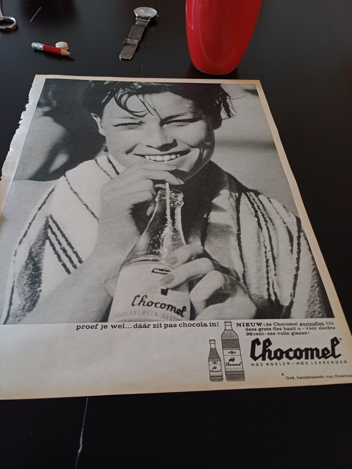 advertentie van Chocomel Nutricia 1962, Verzamelen, Ophalen of Verzenden, Zo goed als nieuw, Overige typen
