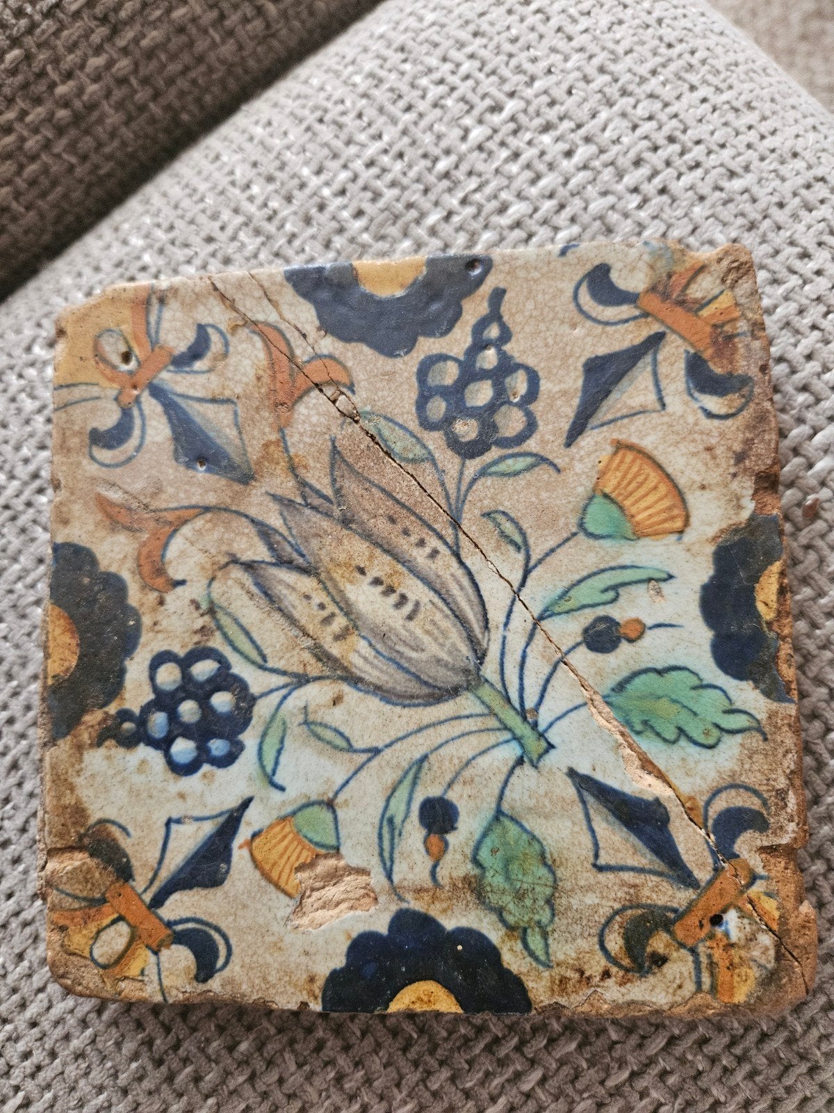 majolica tegel antiek l, Ophalen of Verzenden