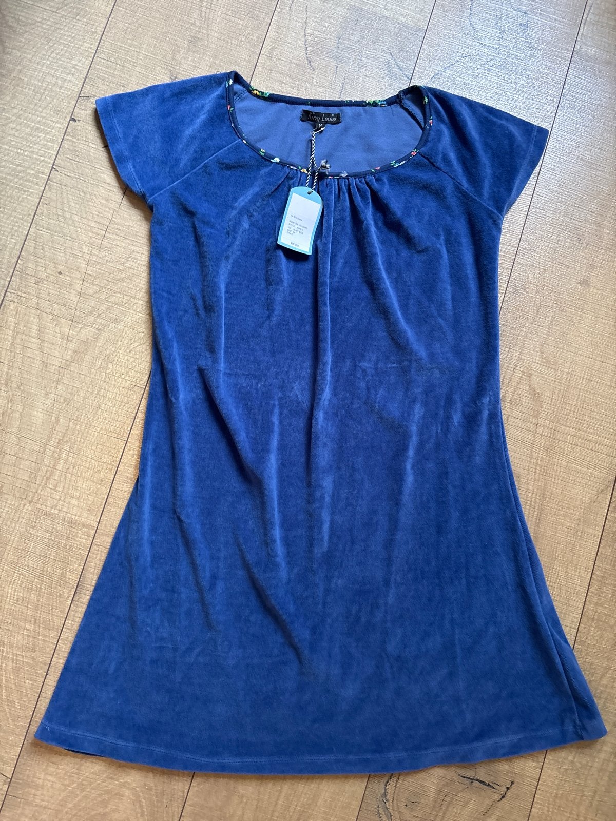 King Louie Nikki Uni Velours Mini Jurk - Jet Blue, M, Kleding | Dames, Jurken, Verzenden, Maat 38/40 (M), Blauw, Boven de knie