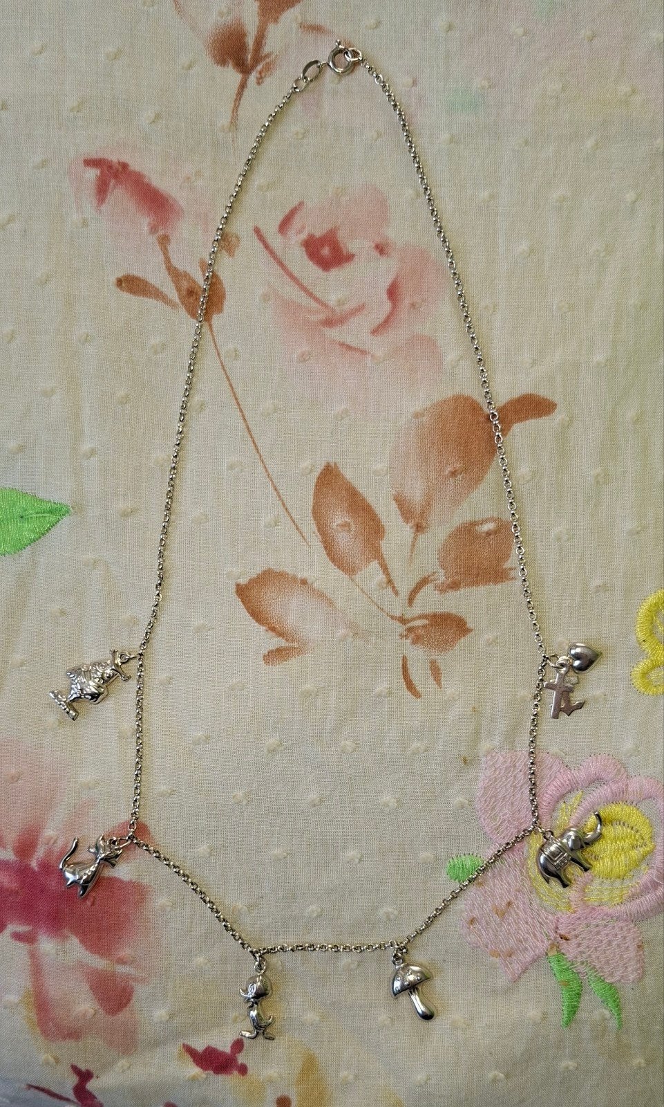 Echt zilveren vintage bedelketting met o.a. Meneer de Uil, Ophalen of Verzenden, Zo goed als nieuw, Zilver, Zilver