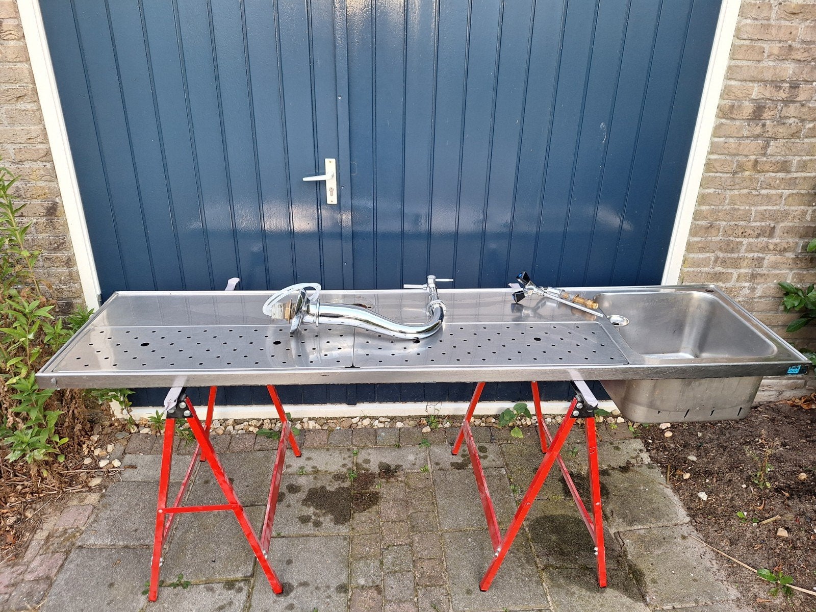 RVS lekblad met spoelbak 200x50 biertap mancave tapblad bar, Ophalen, Gebruikt, Overige merken