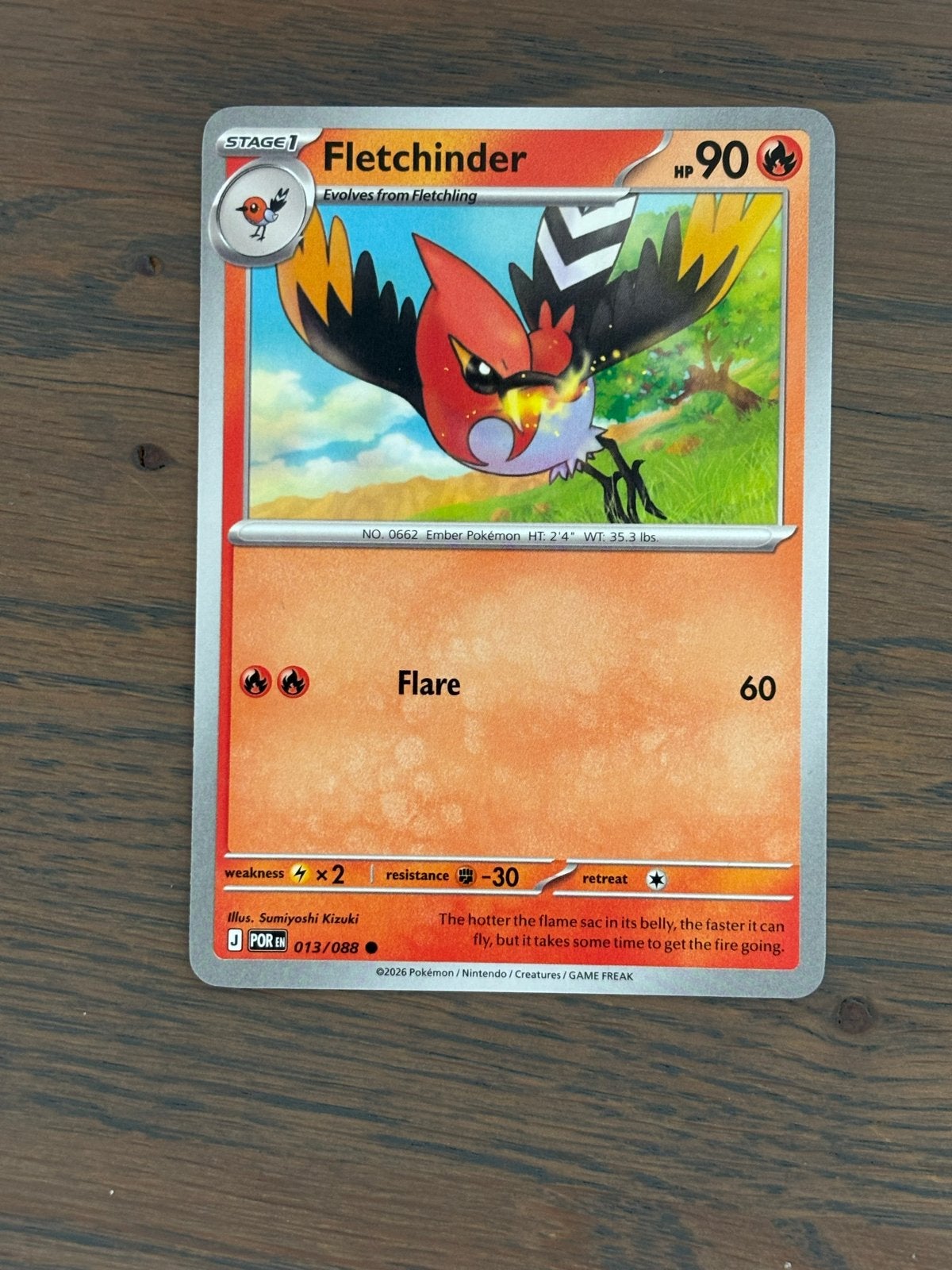 Pokémon Kaart: Fletchinder (013/088) - Zo goed als nieuw, Ophalen of Verzenden, Zo goed als nieuw, Losse kaart