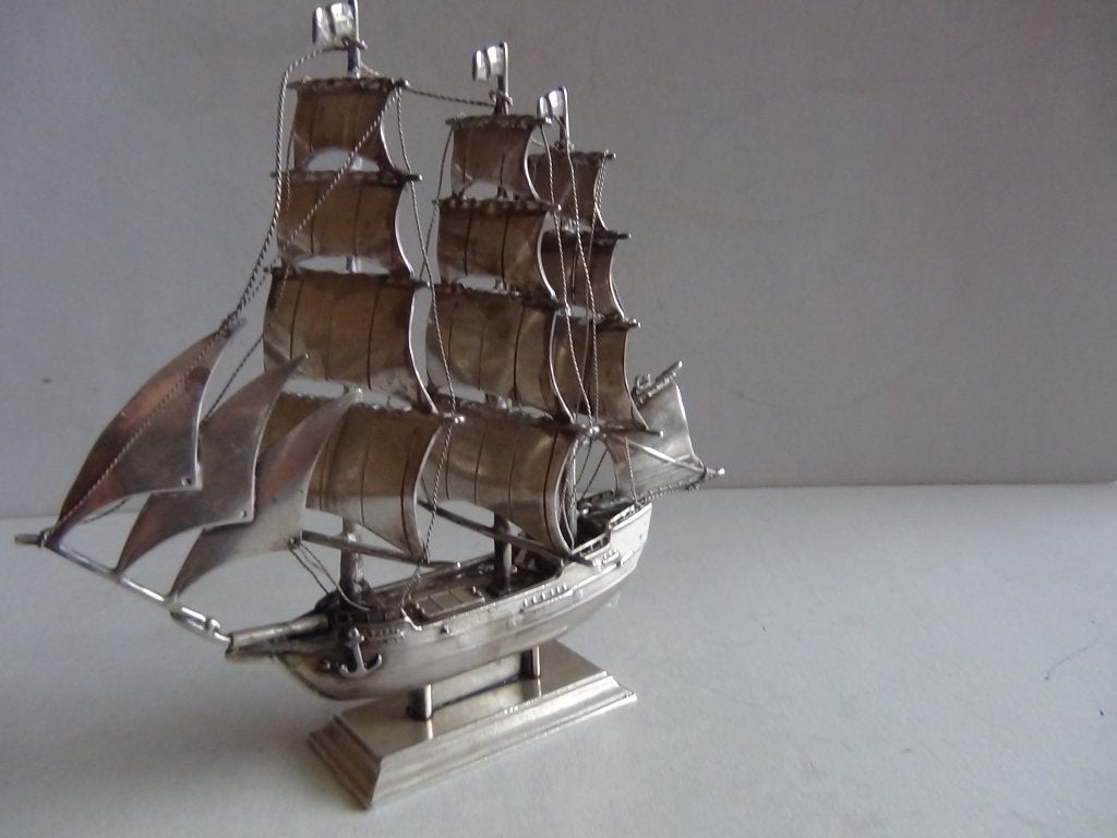 Miniatuur zilver FD10 grootoud zeilschip zilveren miniaturen, Verzenden, Zilver