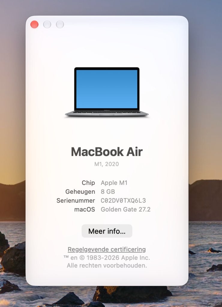 MacBook Air M1 (2020) Space Grey - 128GB SSD - incl oplader, Qwerty, 8 GB, 13 inch, Ophalen of Verzenden
