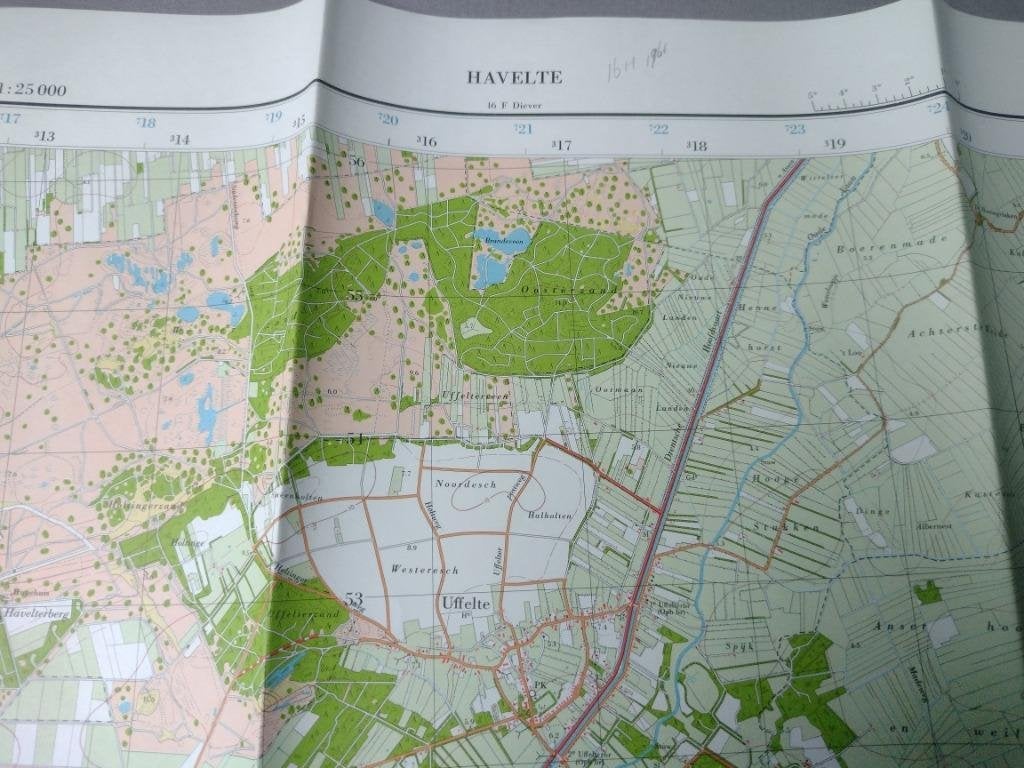 16 H Havelte Ruinerwold Ansen Uffelte Plattegrond 1961, Antiek en Kunst, Ophalen of Verzenden