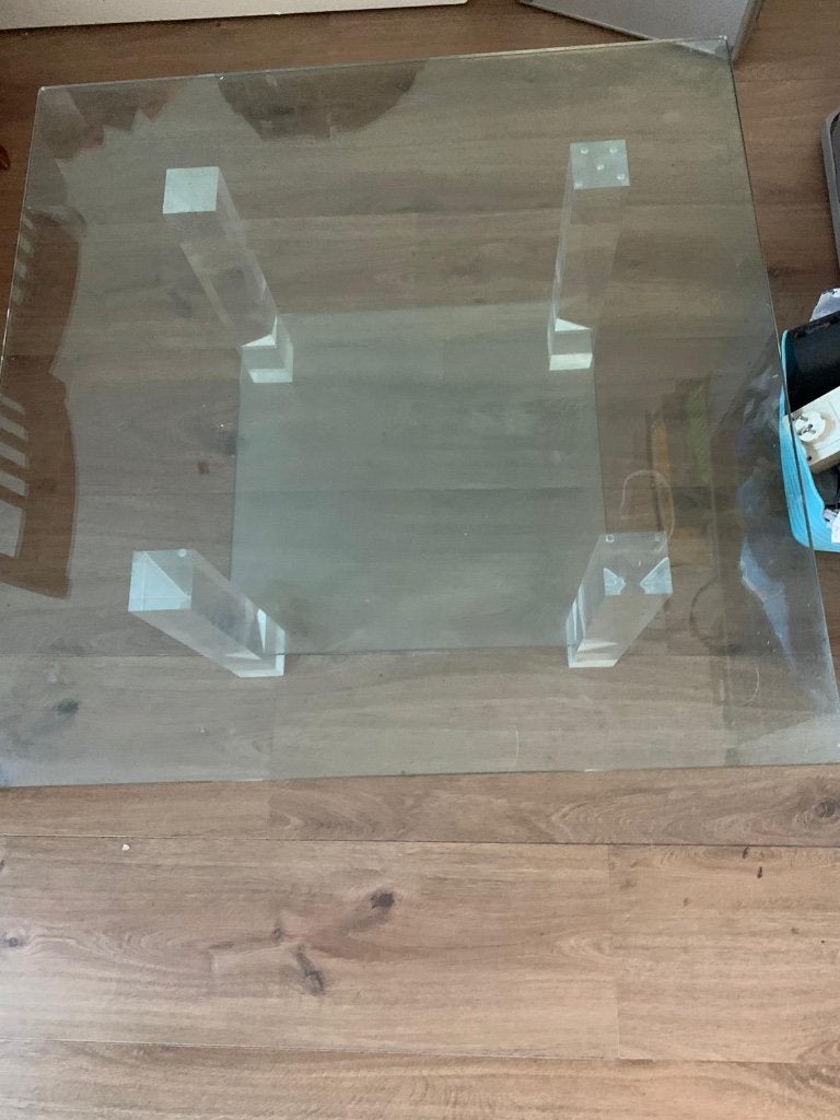 Glazen salontafel, Ophalen, 50 tot 100 cm, Vierkant, 50 tot 100 cm