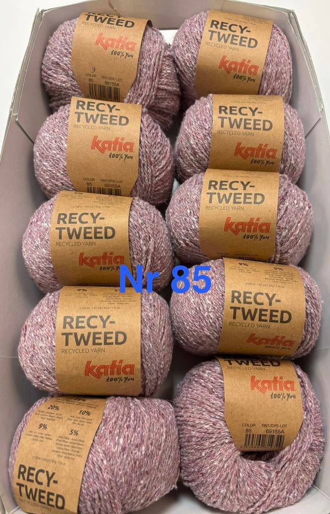 Katia Recy-Tweed 10 bollen nr 85, Breien of Haken, Breekamp 5, Nieuw, Wolenzo@ziggo.nl