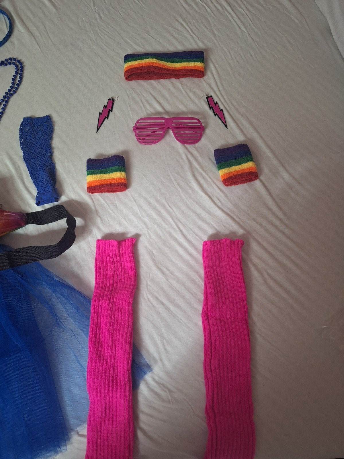 Te huur !! Jaren 80 outfit / Neon themafeest kleding, Ophalen, Kleding, Maat 36 (S), Overige thema's