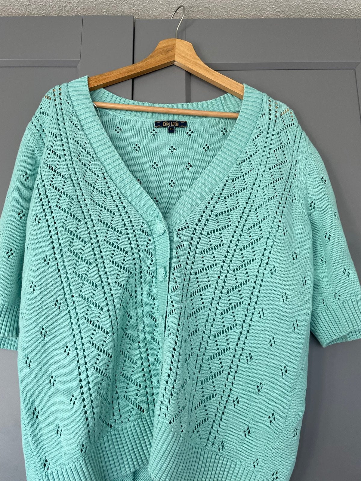 King Louie vestje XL mintgroen biologisch katoen z.g.a.n, Verzenden, Zo goed als nieuw, Maat 46/48 (XL) of groter, Groen