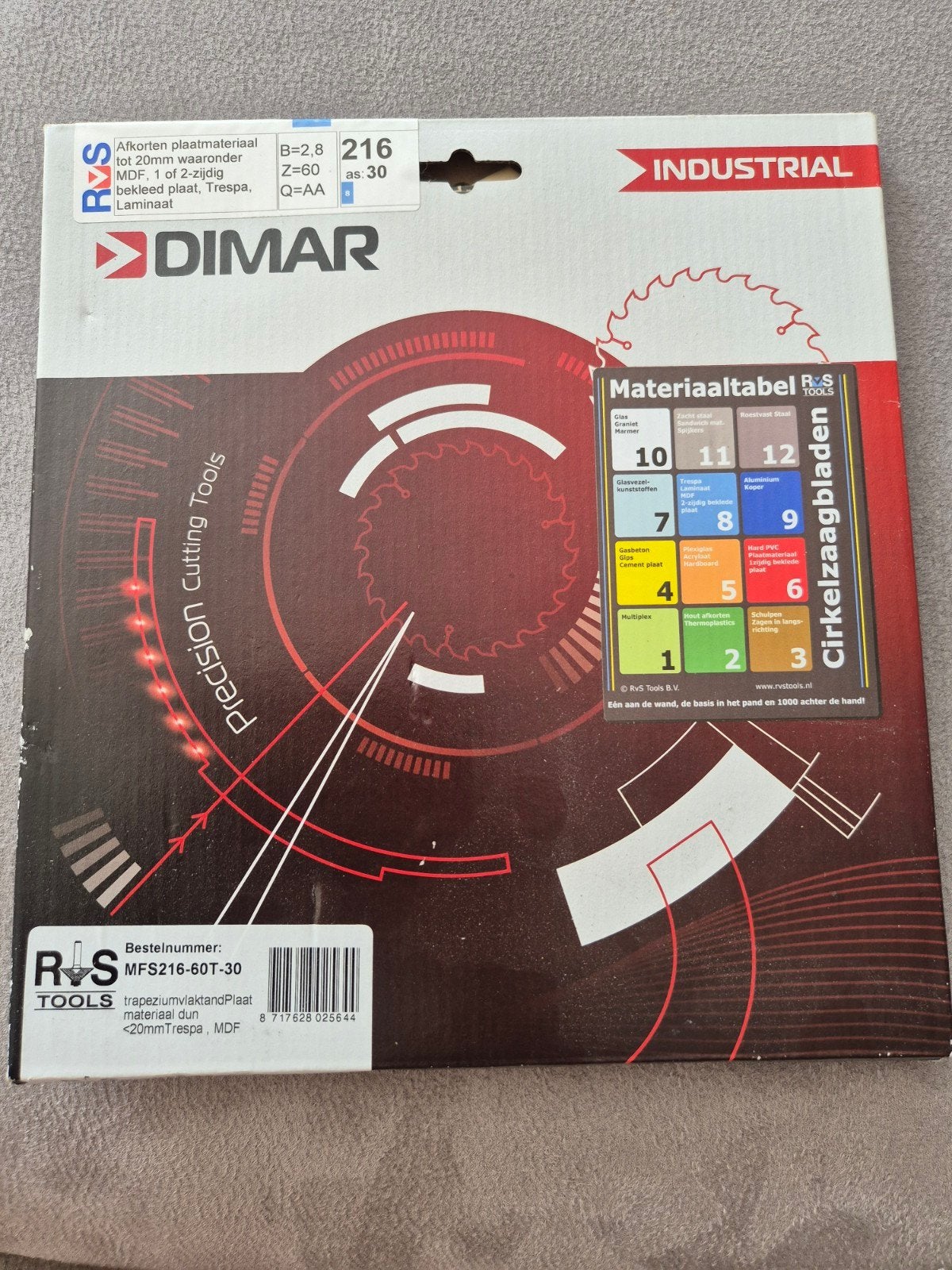 DIMAR Cirkelzaagblad MFS216-60T-30 voor plaatmaterialen, Minder dan 30 mm, Cirkelzaag, Nieuw, DIMAR