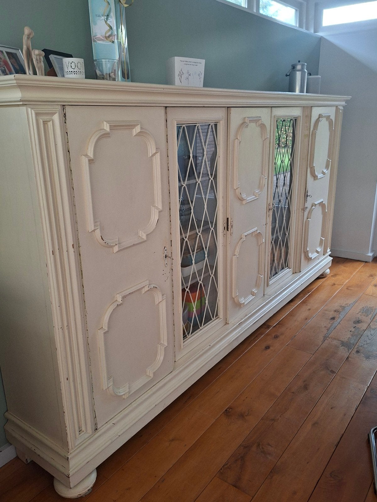 Vintage buffetkast/dressoir crèmekleur - moet weg!, Ophalen, 200 cm of meer, 150 tot 200 cm, 25 tot 50 cm