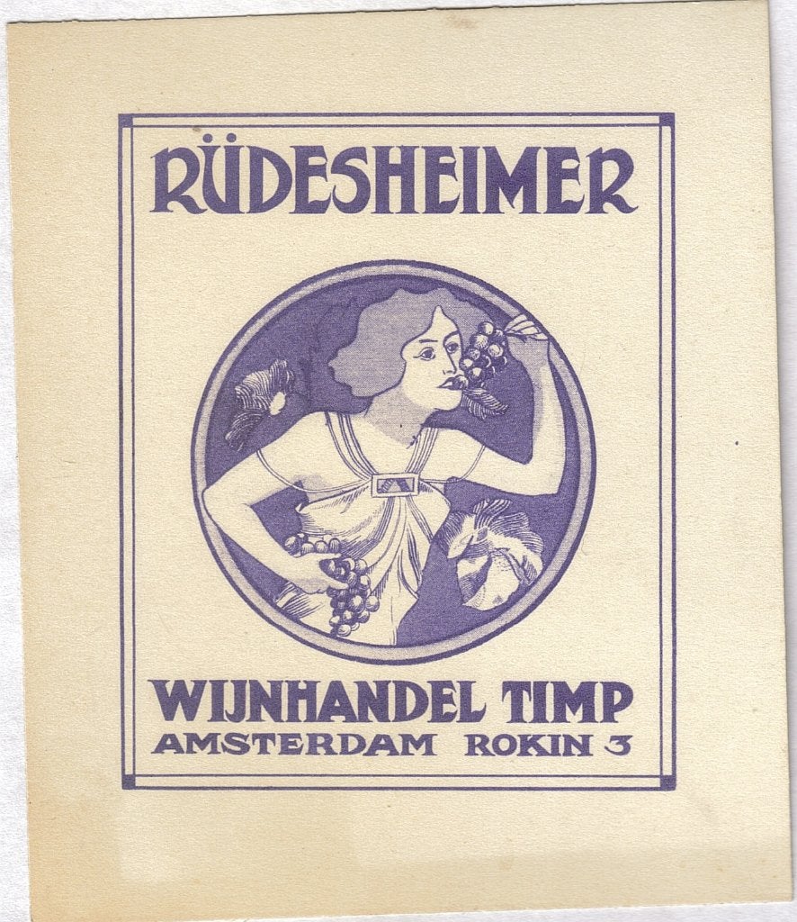 F. Timp "Rüdesheimer-Wijnhandel Timp", visitekaart proefdruk, Ophalen, Voor 1970, Visitekaartje