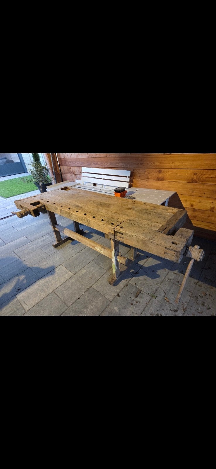 Authentieke houten werkbank / schrijnwerkersbank, Ophalen, Gebruikt, 170 cm of meer, Bankschroef