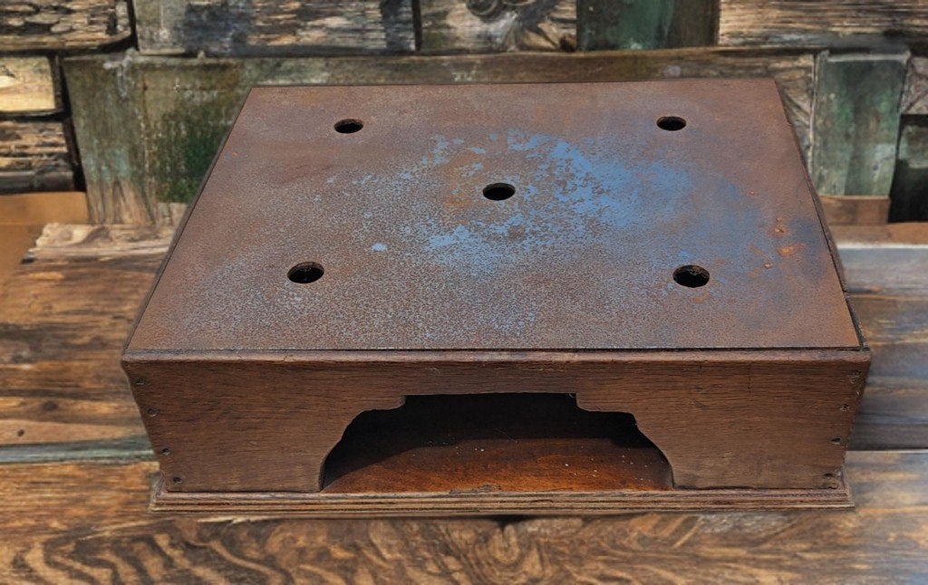 Vintage Houten Stoof met Metalen Deksel, Antiek en Kunst, Ophalen