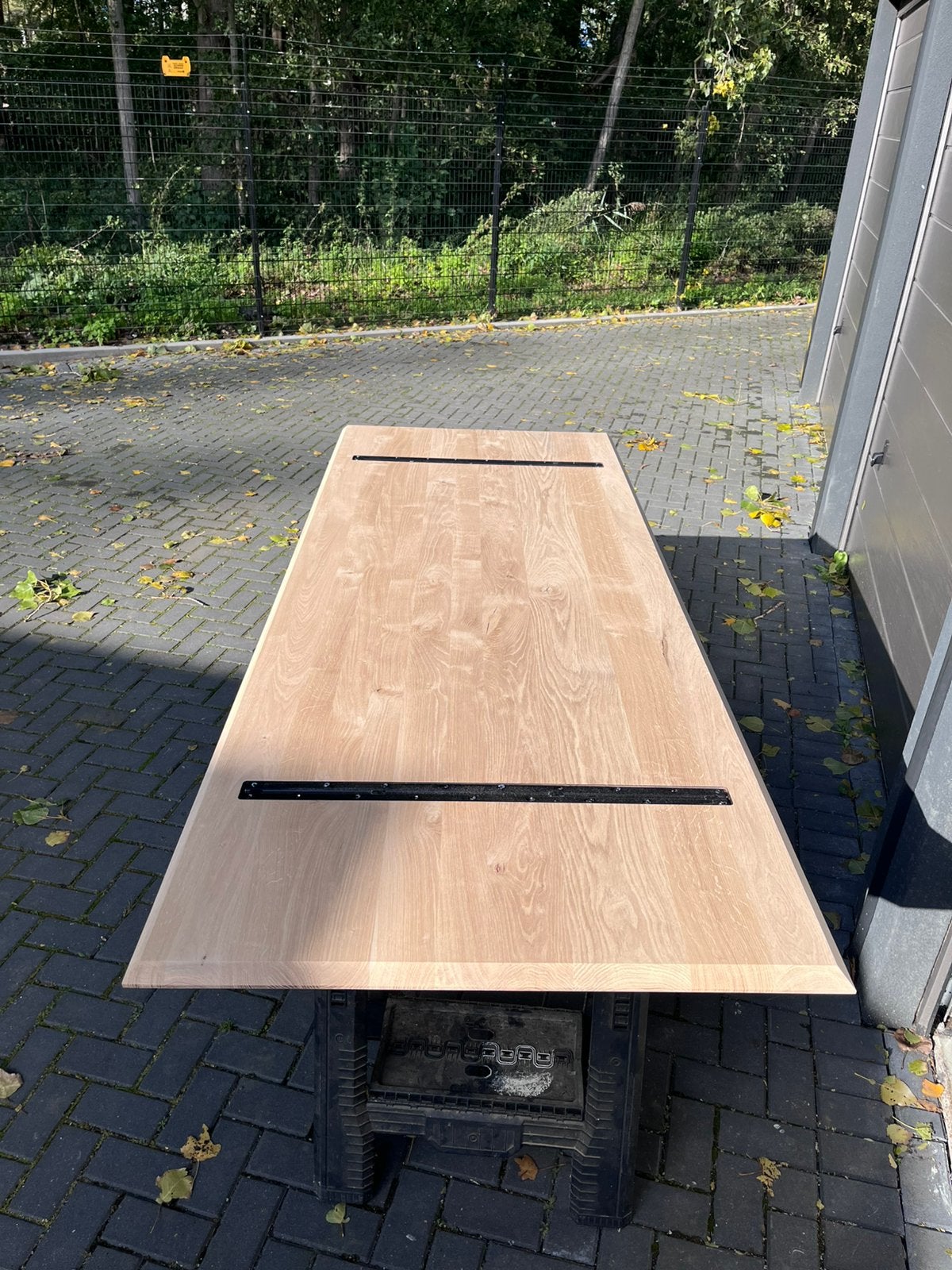 Rechthoekige eettafel 260x100x3 verjongd eiken rustiek, Eikenhout, Vijf personen of meer, Table-outlet, Modern massief eiken tafel verjongd rustiek