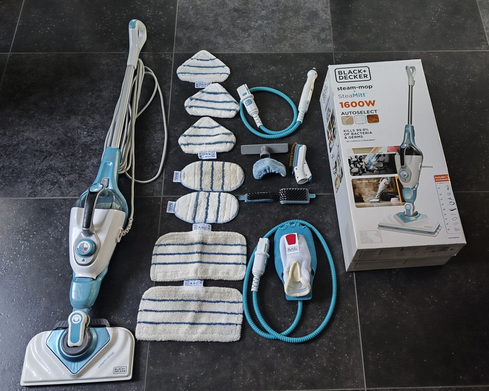 Black+Decker Steam-mop 1600W Stoomreiniger met accessoires, Ophalen of Verzenden, Zo goed als nieuw