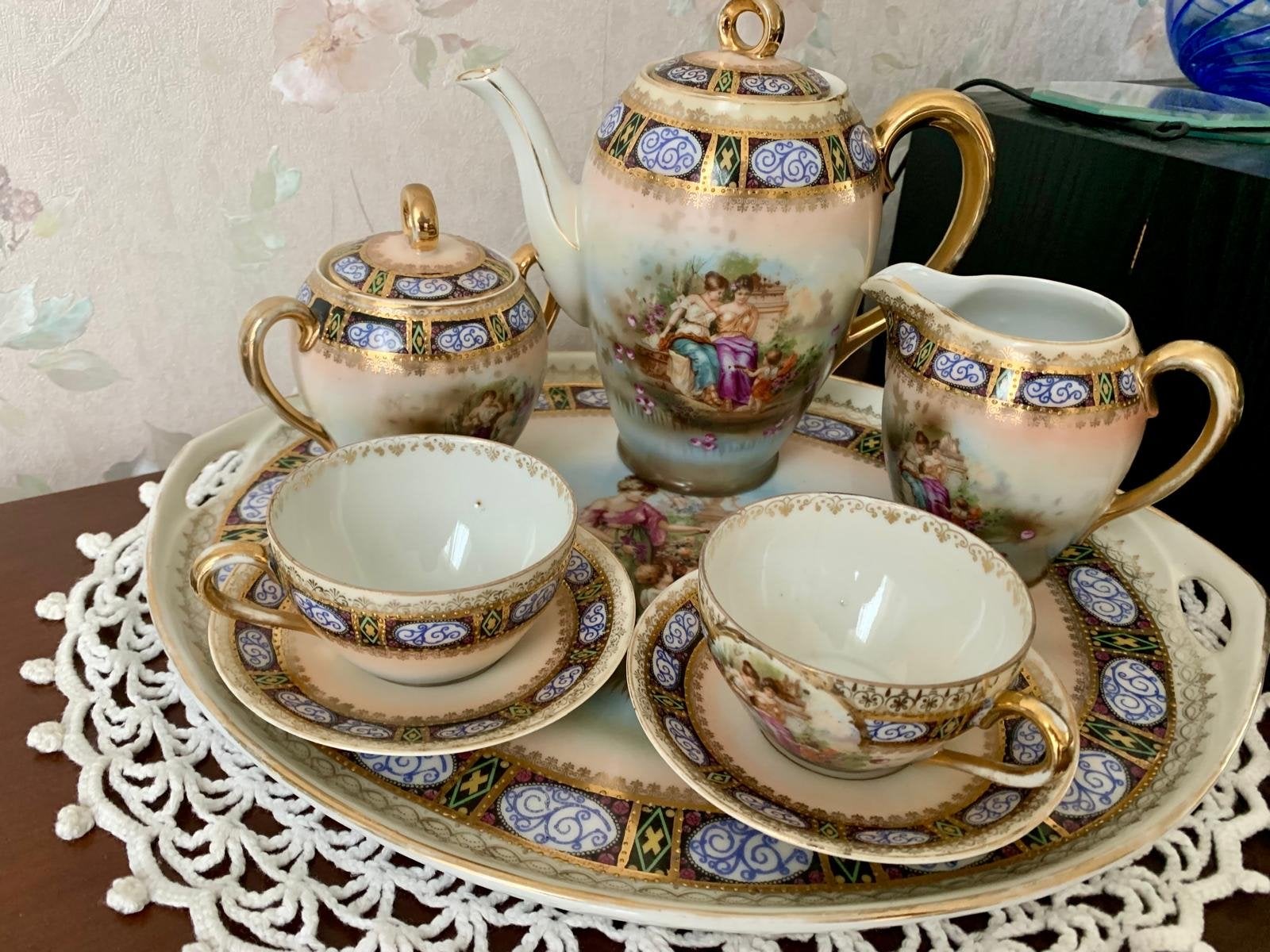 Antieke Koffie/Theeset A. Jungerhans Rotterdam, Antiek en Kunst, Ophalen of Verzenden