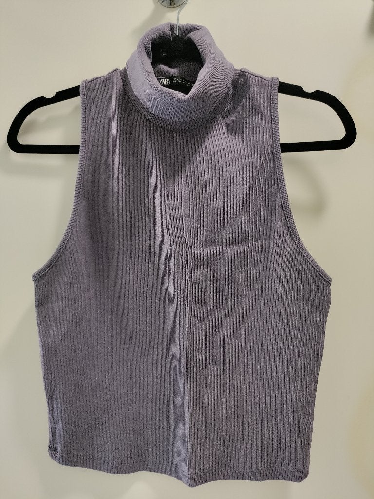 Zara shirt sleeveless turtle neck, lilac, size L, Ophalen of Verzenden, Zo goed als nieuw, Korte mouw