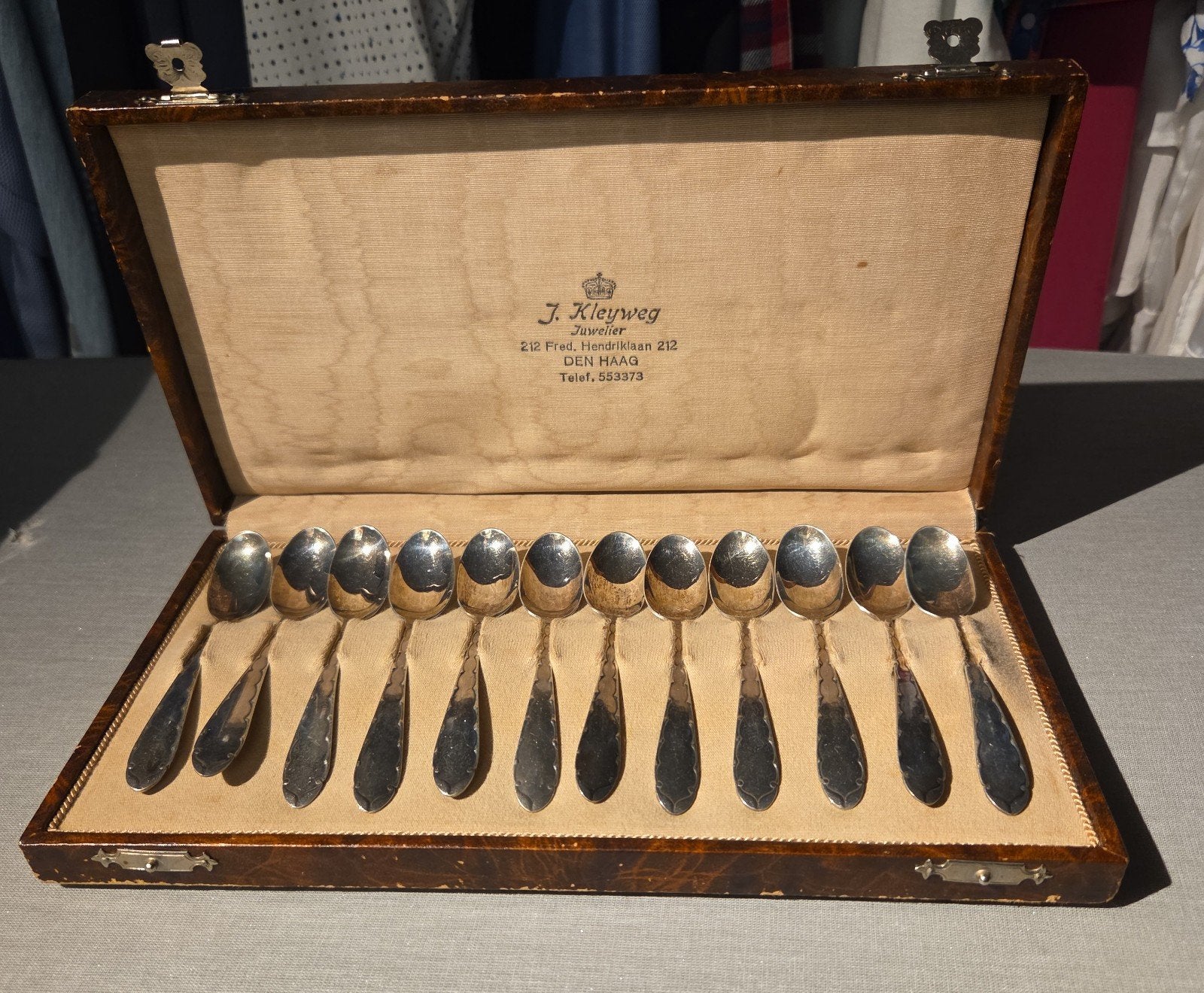 Zilveren theelepels lepels 1936 set cassette, Ophalen of Verzenden
