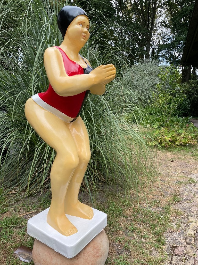 Duikende dame jacuzzi tuin, zwembad, vijver 115cm, Ophalen, Nieuw, Kunststof, Mensenbeeld