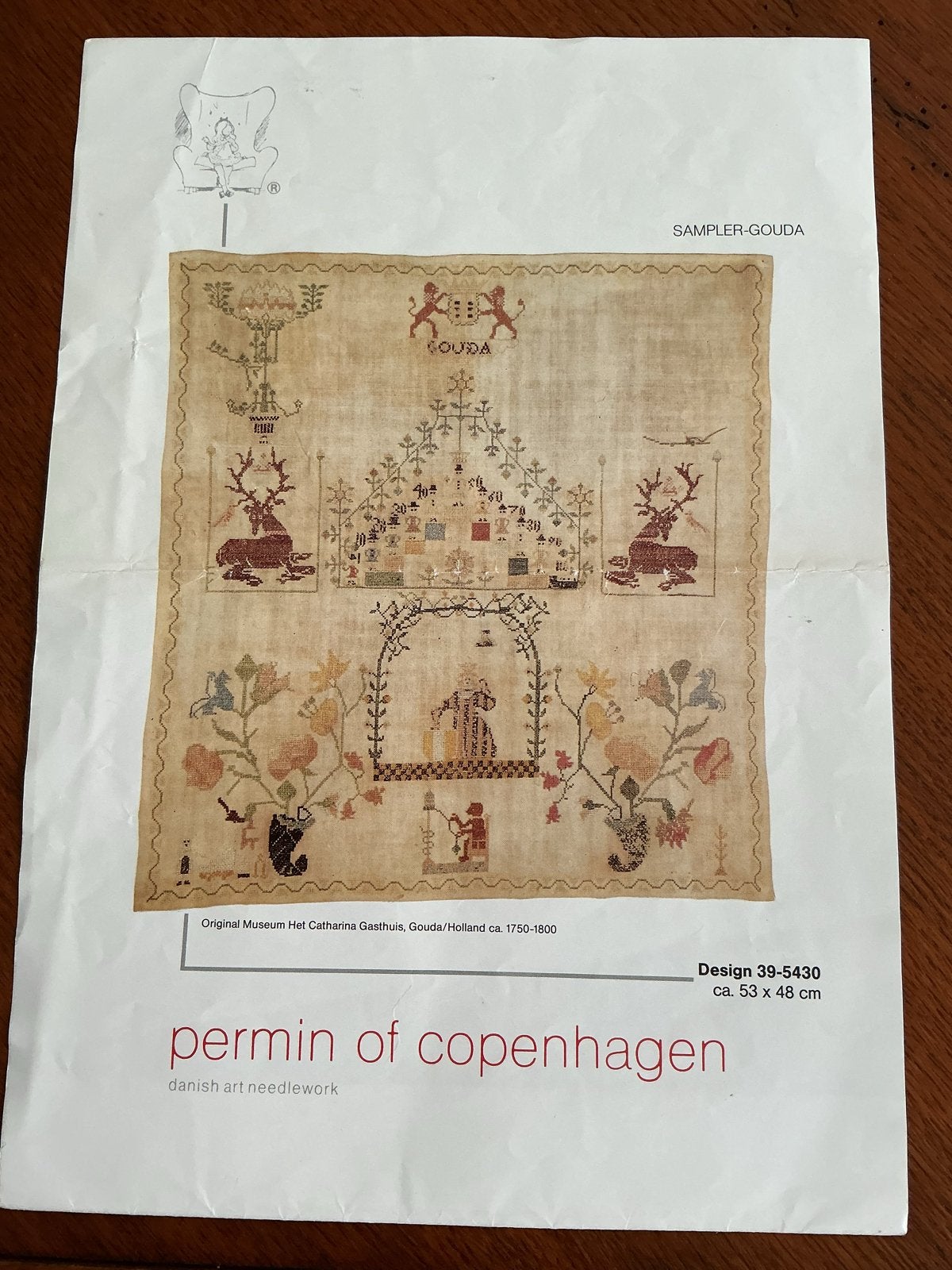 Borduurpatroon Merklap Gouda ca. 1750-1800 - Permin, Ophalen of Verzenden, Nieuw, Handborduren, Patroon