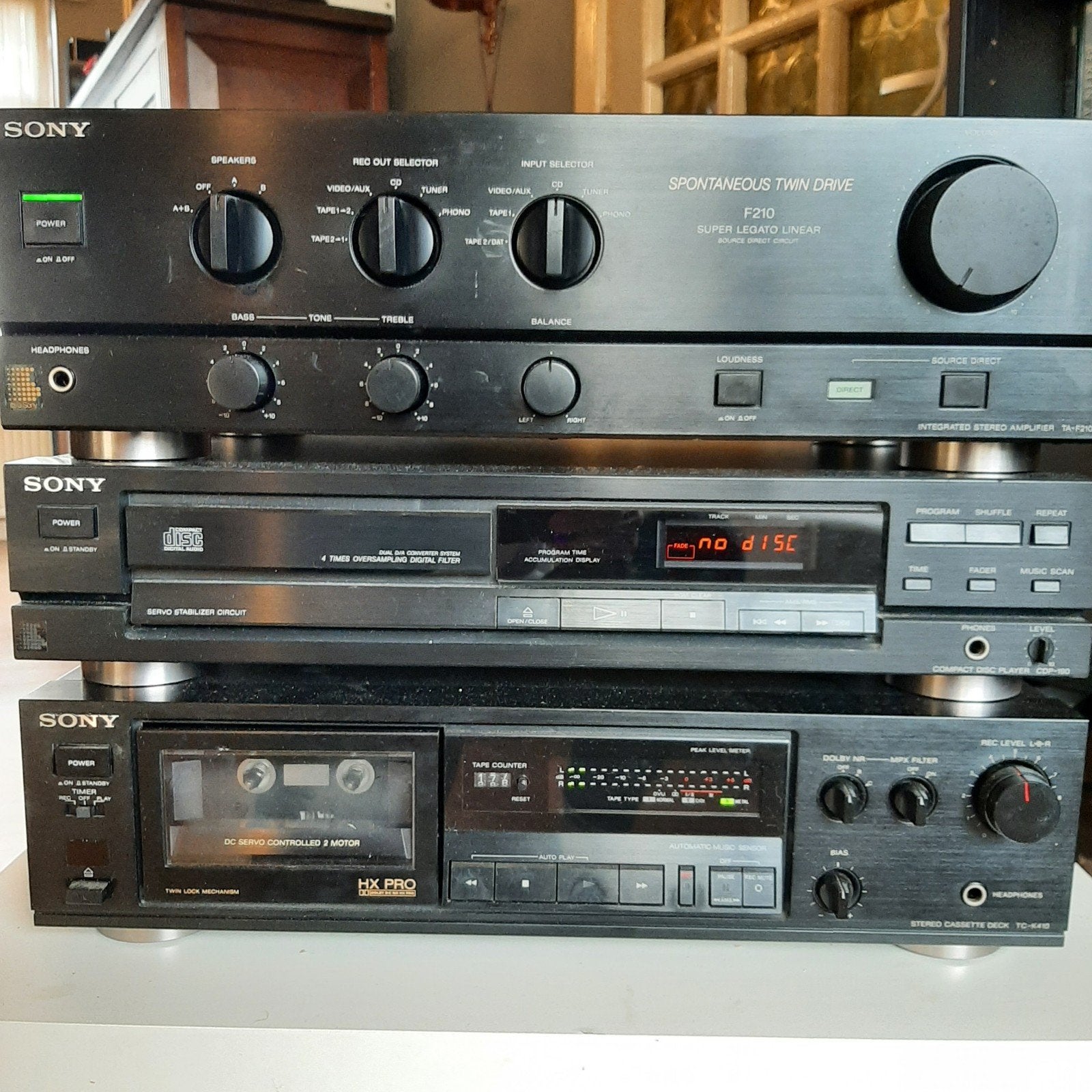 Jaren 80 Sony stereoset met Philips speakers, Ophalen, Gebruikt, Cassettedeck, Losse componenten