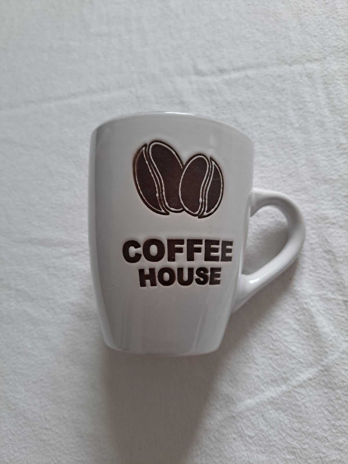 Becky's Coffee House Mok - Wit met Koffiebonen, Ophalen of Verzenden, Steen/keramiek, Wit, Overige merken