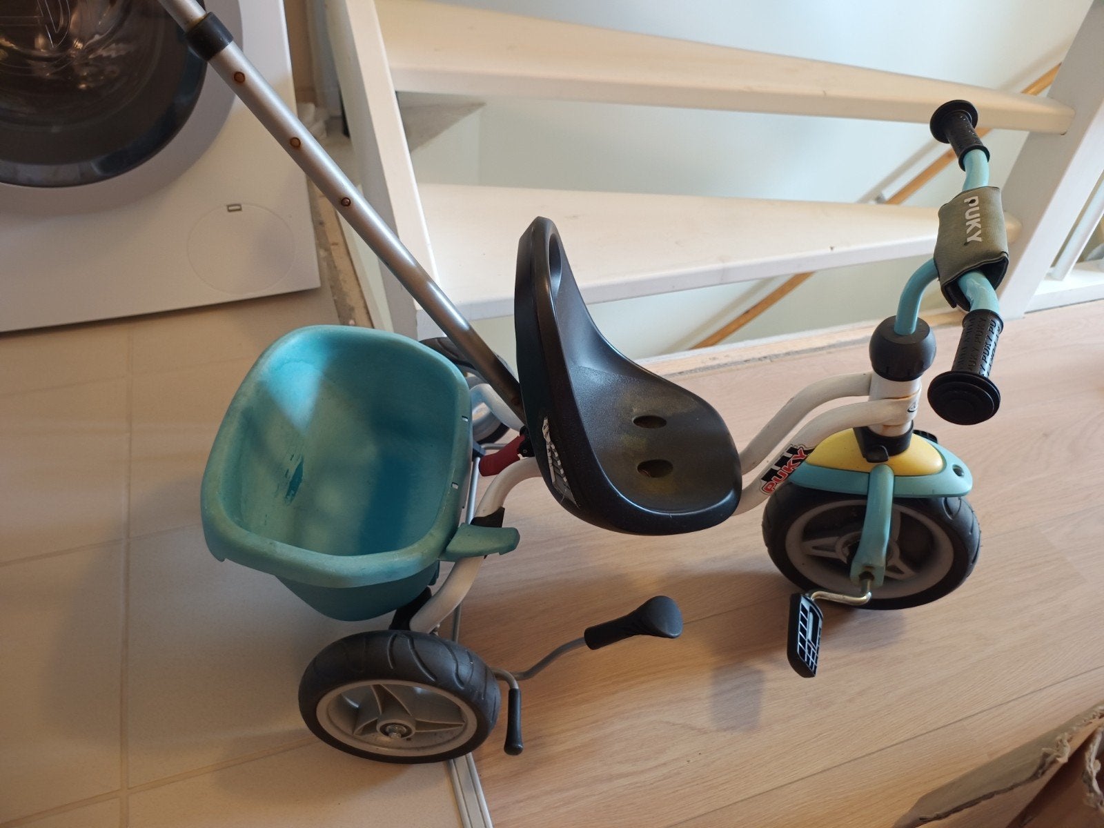 Puky driewieler met duwstang, Ophalen, Gebruikt, Duwstang