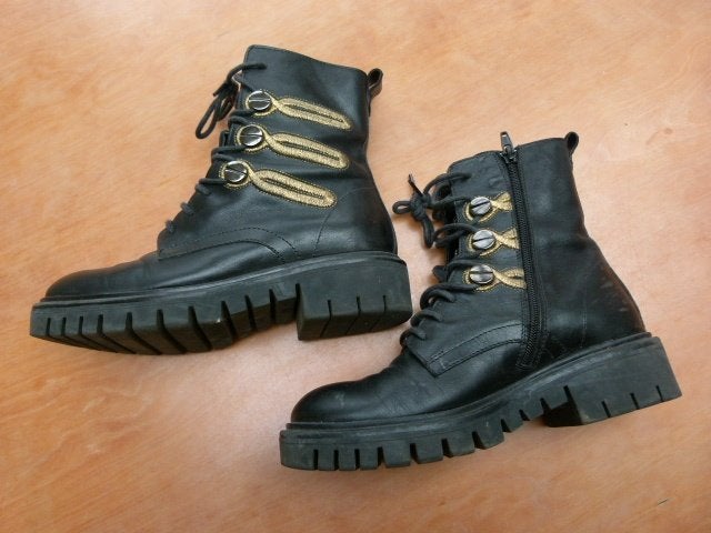 Stoere Progetto laarzen leer zwart veter boots maat 36, Zwart, Lage of Enkellaarzen, Ophalen of Verzenden, Zo goed als nieuw